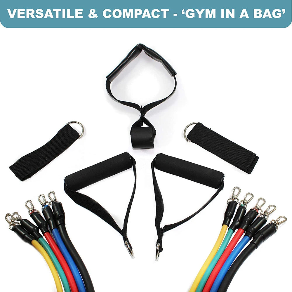 Exercise Resistance Bands Set Up to 115 lbs Fitness Stretch Workout Bands with 5 Fitness Tubes Home Gym Yoga Equipment Men Women