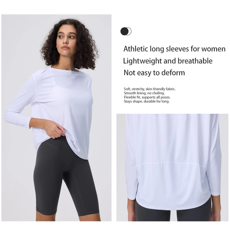 Yoga Long Sleeve Workout Top Running Clothes Physical Shirts & Blouses Top Fitness Loose T-shirt Clothing Sportswear Woman Gym