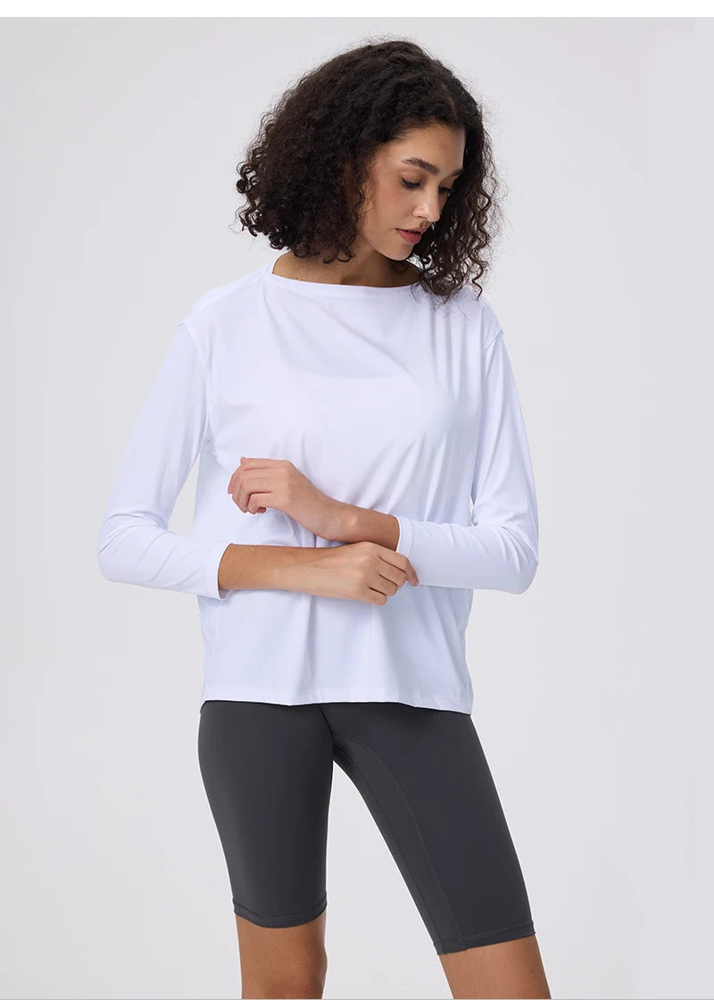 Yoga Long Sleeve Workout Top Running Clothes Physical Shirts & Blouses Top Fitness Loose T-shirt Clothing Sportswear Woman Gym