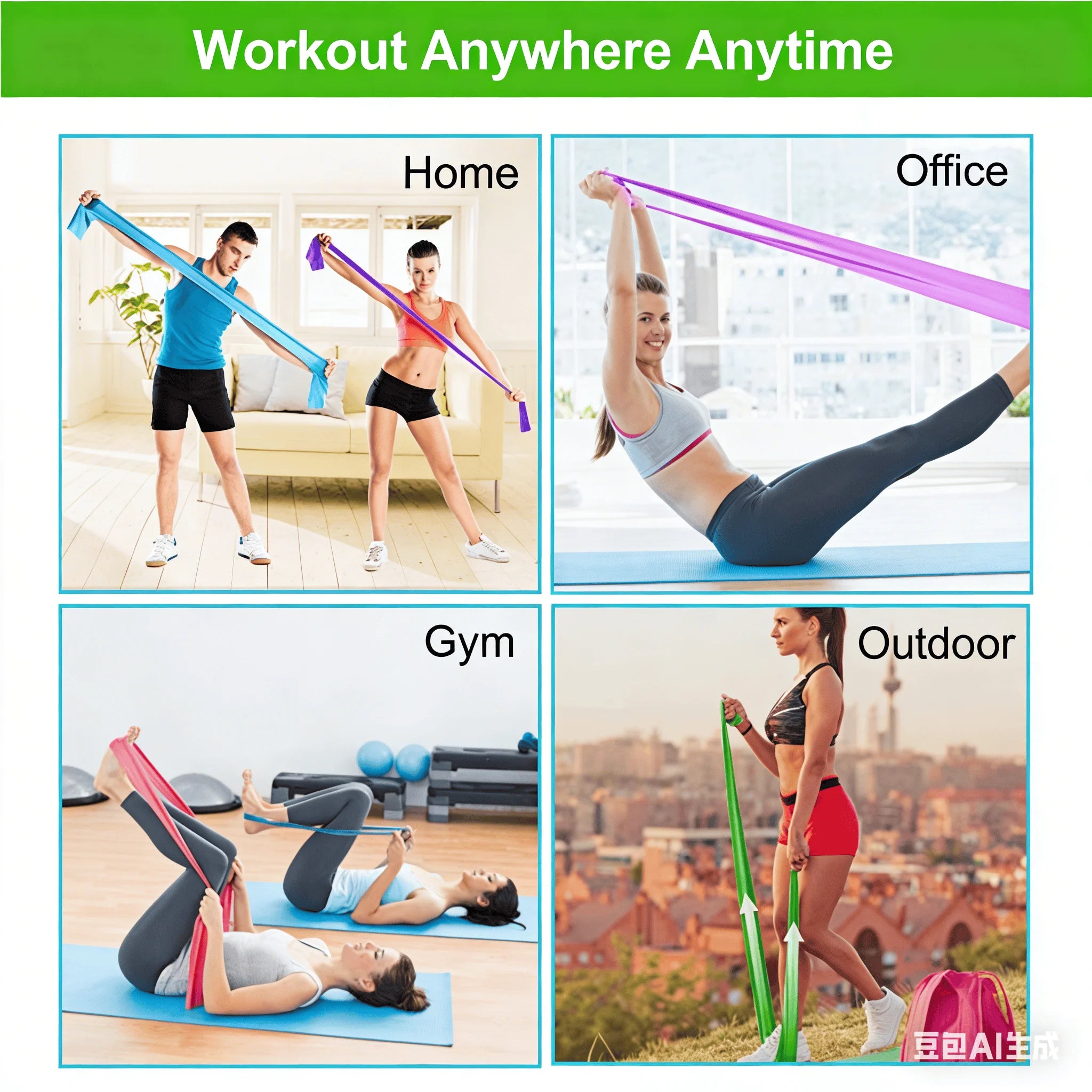 Resistance Bands Portable Yoga Pilates Hip Circle Workout Bands Latex Tension Gym Home Strength Training Fitness Belt