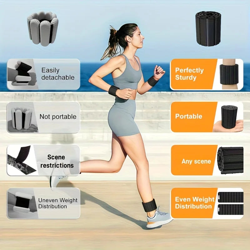 New Magnetic Wrist Weights, 1 Kg Ankle Weights for Women Men, 2 Pack Stackable, Ideal for Jogging/Yoga & More, Great Gift Idea