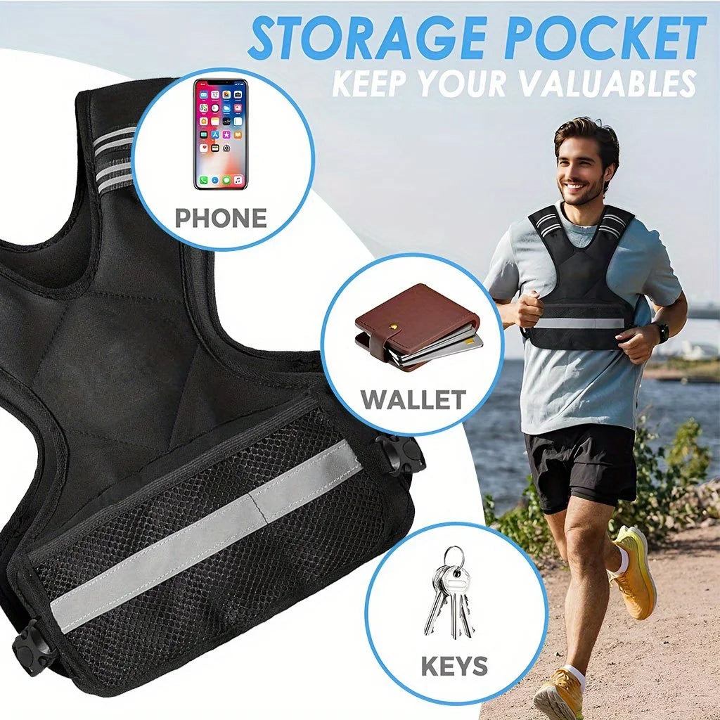 Adjustable Weight Vest 4-10lb,with 6 Weights and Reflective Strips for Strength Training