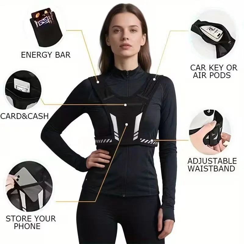 Adjustable Weighted Vest for Running & Fitness, Unisex Workout Vest with Reflective Strips, Breathable Strength Training Jacket