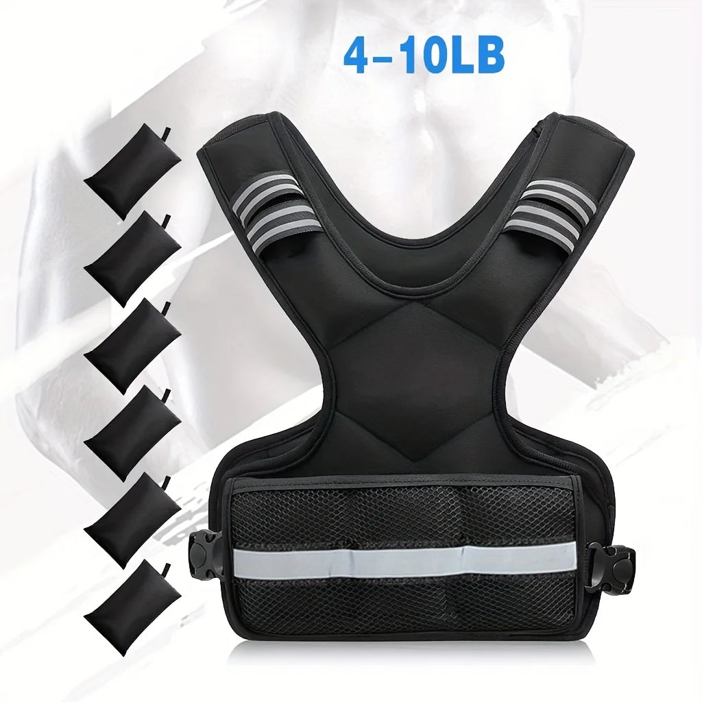 Adjustable Weight Vest 4-10lb,with 6 Weights and Reflective Strips for Strength Training