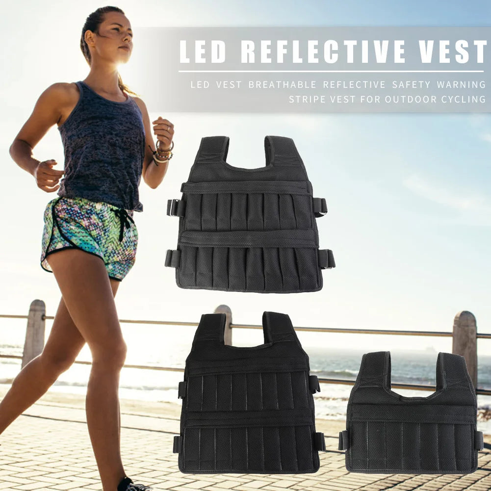 3/15/50kg Loading Weight Vest Adjustable Weighted Training Exercise Waistcoat Jacket Sand Clothing for Running Fitness Equipment