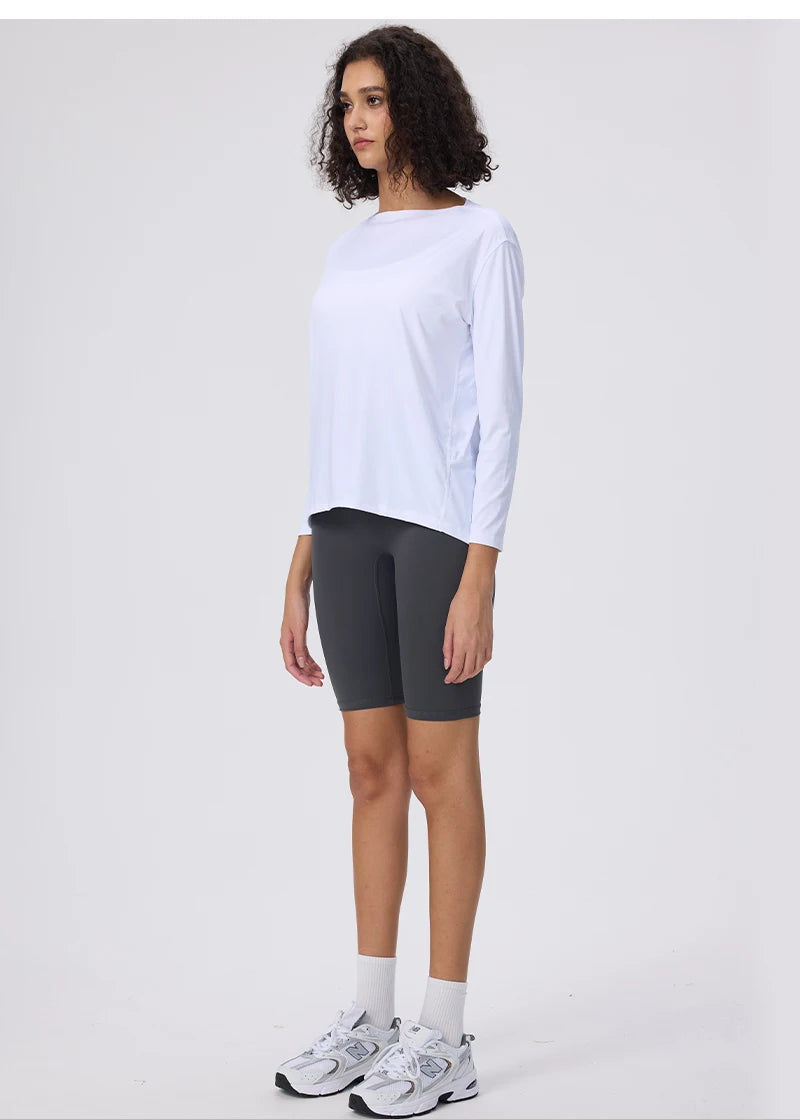 Yoga Long Sleeve Workout Top Running Clothes Physical Shirts & Blouses Top Fitness Loose T-shirt Clothing Sportswear Woman Gym