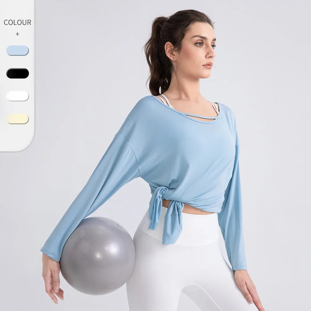 Women Cool Long Sleeve Yoga Cover Up Loose Breathable Fitness Workout Tops for Pilates