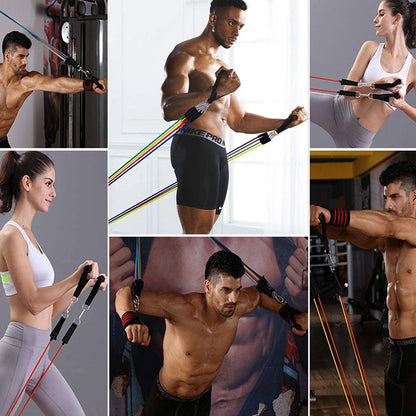 Exercise Resistance Bands Set Up to 115 lbs Fitness Stretch Workout Bands with 5 Fitness Tubes Home Gym Yoga Equipment Men Women