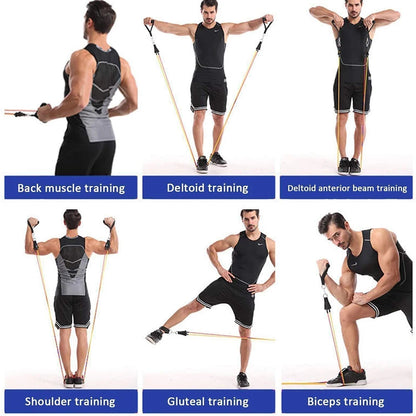 Exercise Resistance Bands Set Up to 115 lbs Fitness Stretch Workout Bands with 5 Fitness Tubes Home Gym Yoga Equipment Men Women