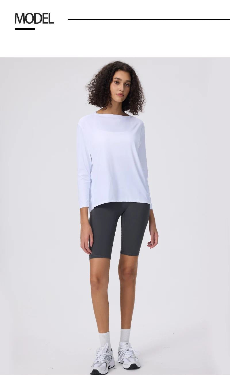 Yoga Long Sleeve Workout Top Running Clothes Physical Shirts &amp; Blouses Top Fitness Loose T-shirt Clothing Sportswear Woman Gym
