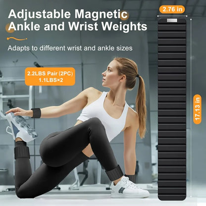 New Magnetic Wrist Weights, 1 Kg Ankle Weights for Women Men, 2 Pack Stackable, Ideal for Jogging/Yoga &amp; More, Great Gift Idea