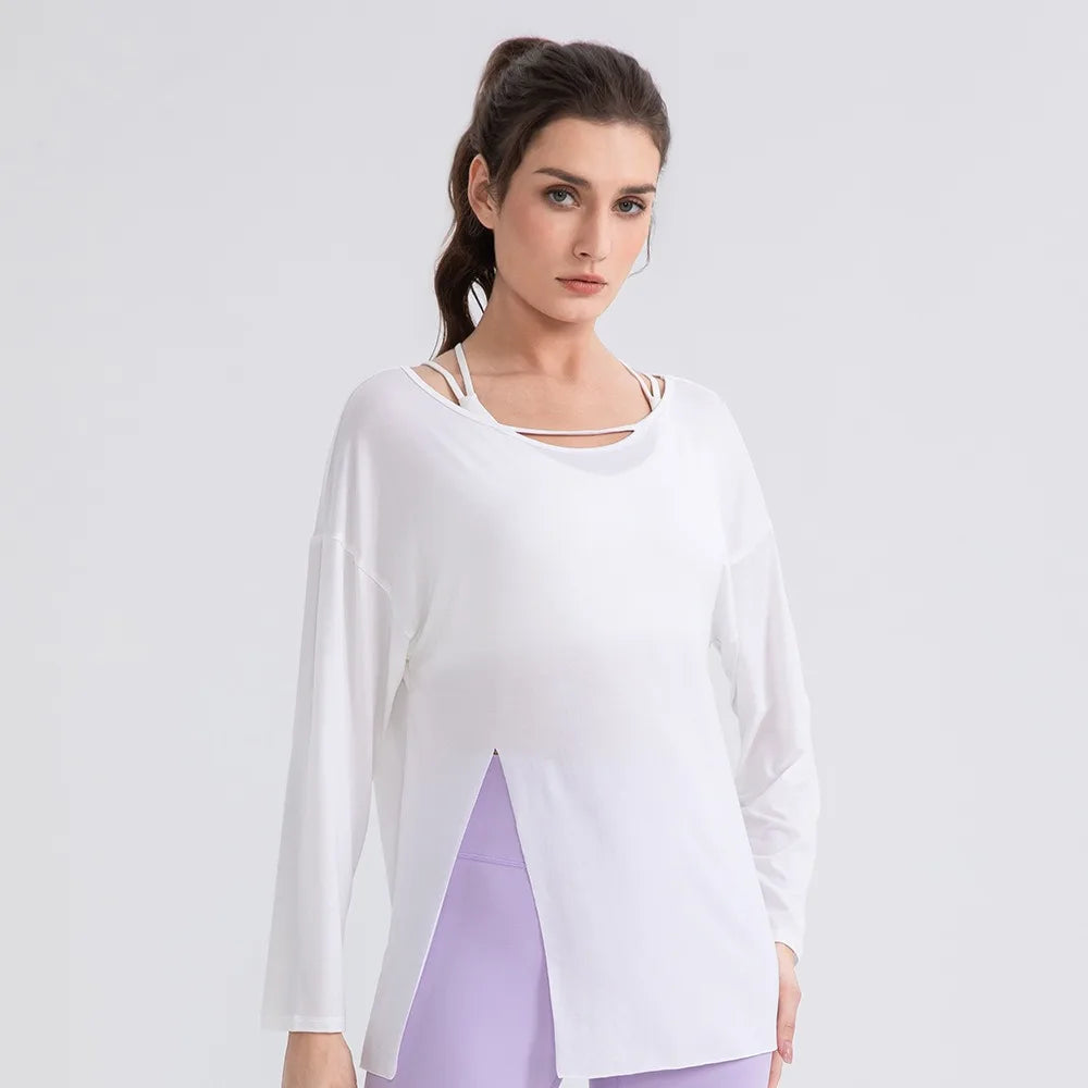 Women Cool Long Sleeve Yoga Cover Up Loose Breathable Fitness Workout Tops for Pilates