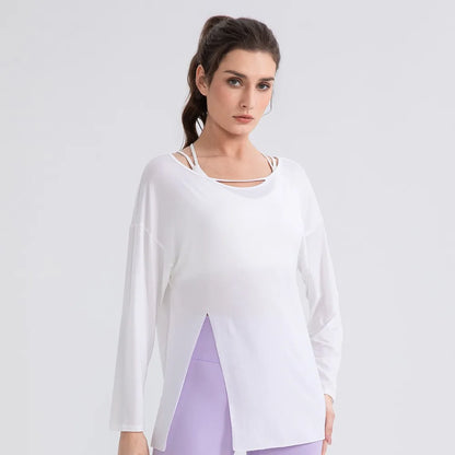 Women Cool Long Sleeve Yoga Cover Up Loose Breathable Fitness Workout Tops for Pilates