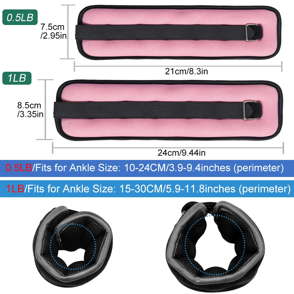 1 Pair Ankle Wrist Weights for Men and Women, (0.25kg/0.5kg Each Pack) Leg Arm Wrist Weights with Adjustable Strap for Fitness