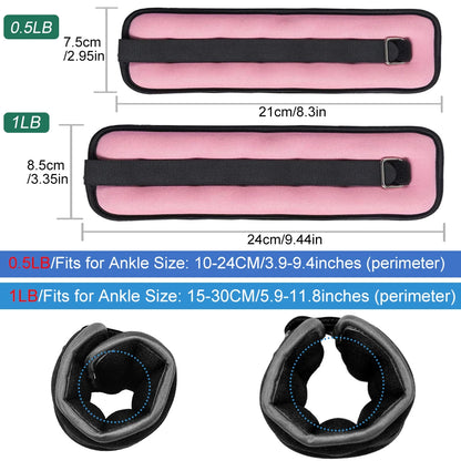 1 Pair Ankle Wrist Weights for Men and Women, (0.25kg/0.5kg Each Pack) Leg Arm Wrist Weights with Adjustable Strap for Fitness