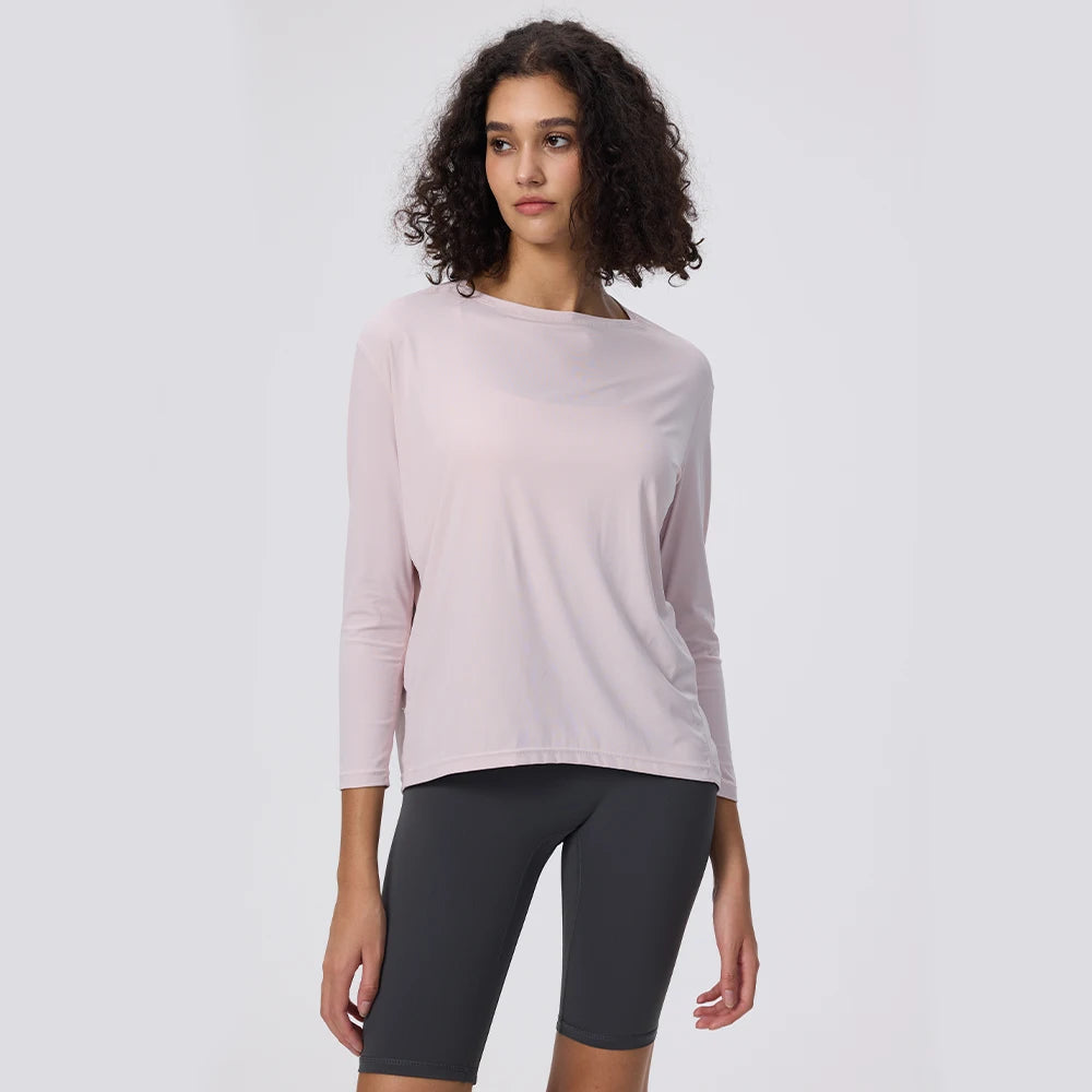 Yoga Long Sleeve Workout Top Running Clothes Physical Shirts &amp; Blouses Top Fitness Loose T-shirt Clothing Sportswear Woman Gym