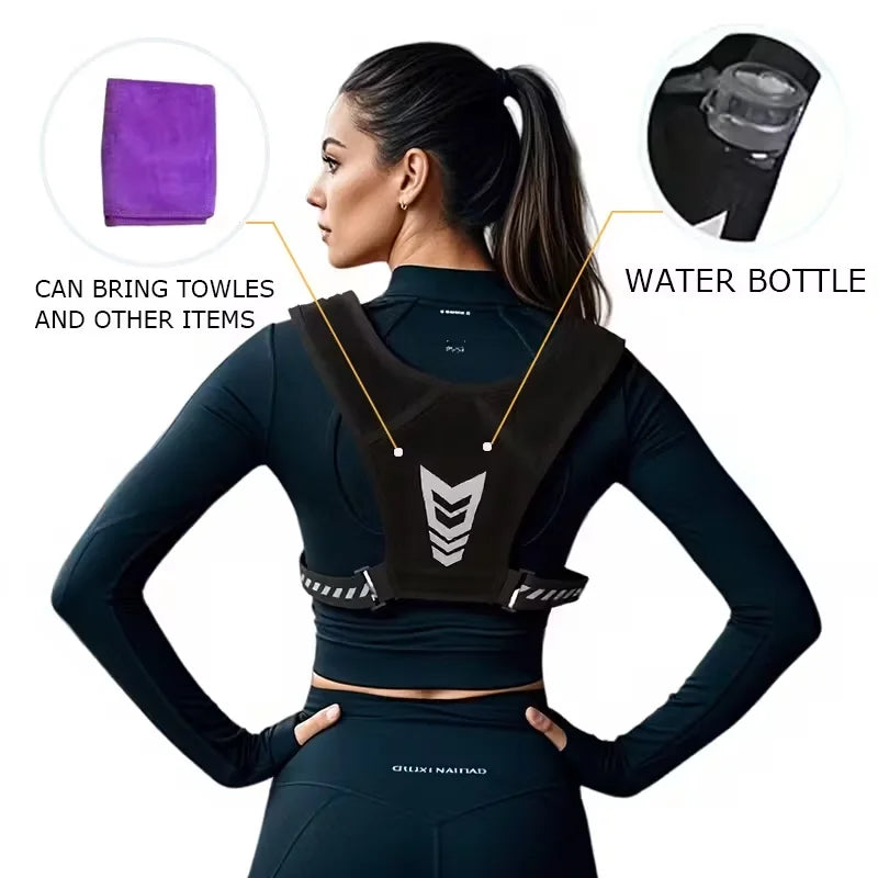 Adjustable Weighted Vest for Running &amp; Fitness, Unisex Workout Vest with Reflective Strips, Breathable Strength Training Jacket