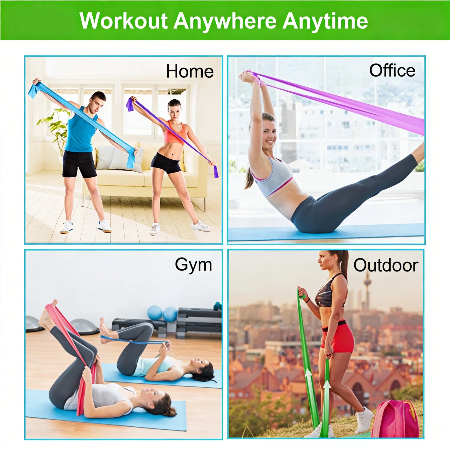 Resistance Bands Portable Yoga Pilates Hip Circle Workout Bands Latex Tension Gym Home Strength Training Fitness Belt