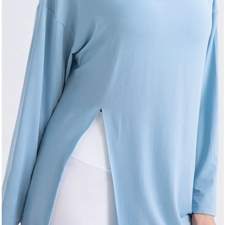 Women Cool Long Sleeve Yoga Cover Up Loose Breathable Fitness Workout Tops for Pilates