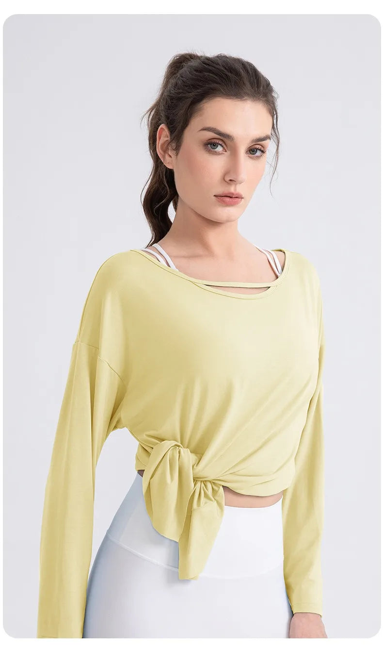 Women Cool Long Sleeve Yoga Cover Up Loose Breathable Fitness Workout Tops for Pilates