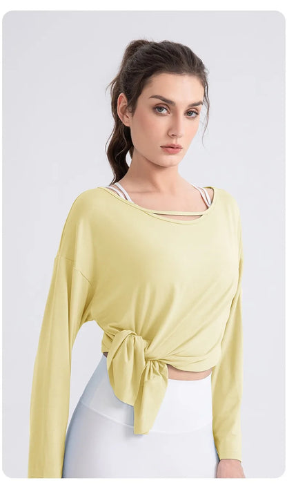 Women Cool Long Sleeve Yoga Cover Up Loose Breathable Fitness Workout Tops for Pilates