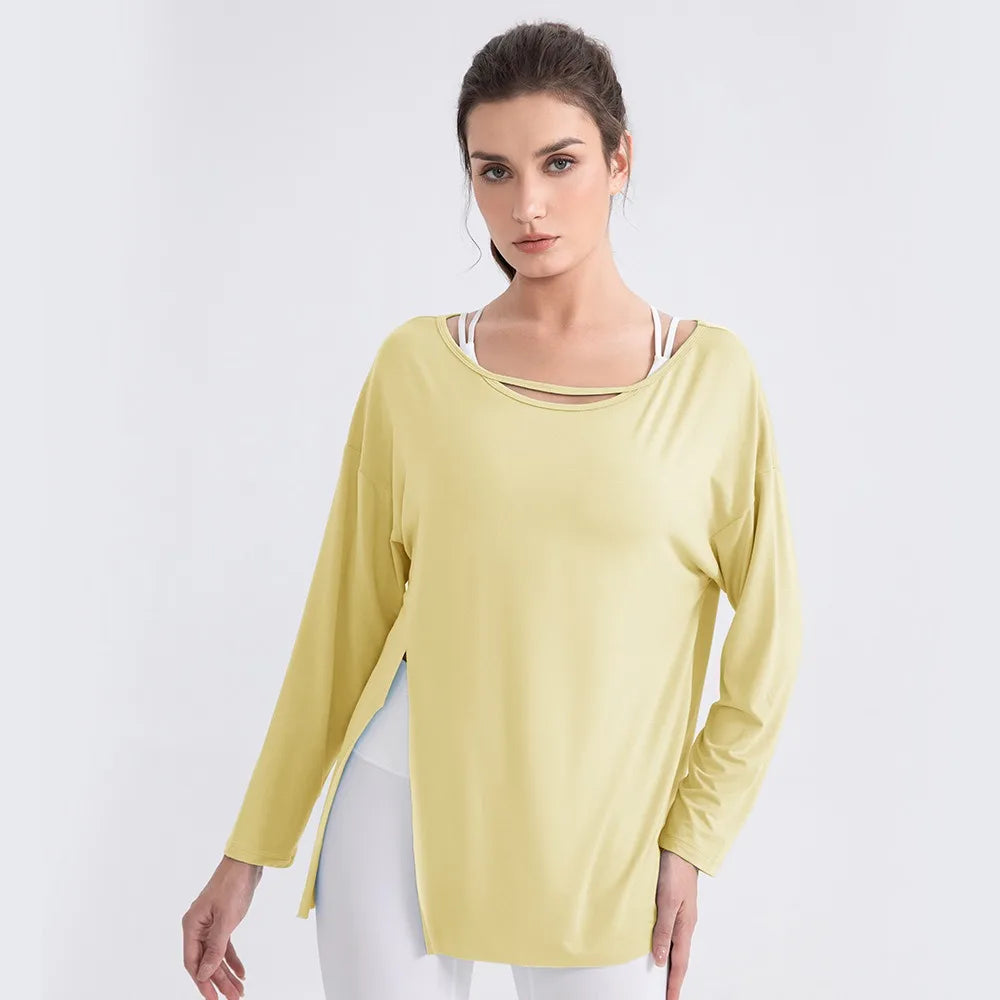Women Cool Long Sleeve Yoga Cover Up Loose Breathable Fitness Workout Tops for Pilates
