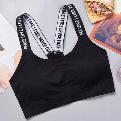 Sports underwear Women Yoga Fitness Seamless Crop Top Wide Letter Straps Comfortable Workout Activewear