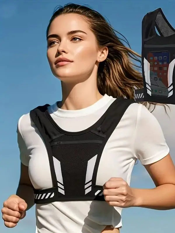 Adjustable Weighted Vest for Running &amp; Fitness, Unisex Workout Vest with Reflective Strips, Breathable Strength Training Jacket