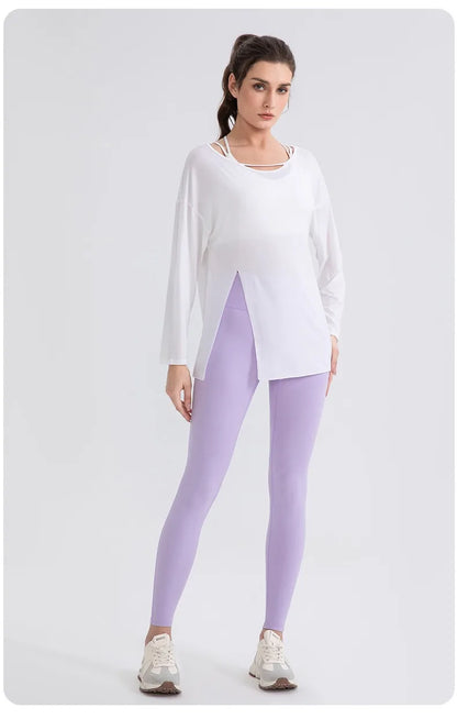 Women Cool Long Sleeve Yoga Cover Up Loose Breathable Fitness Workout Tops for Pilates