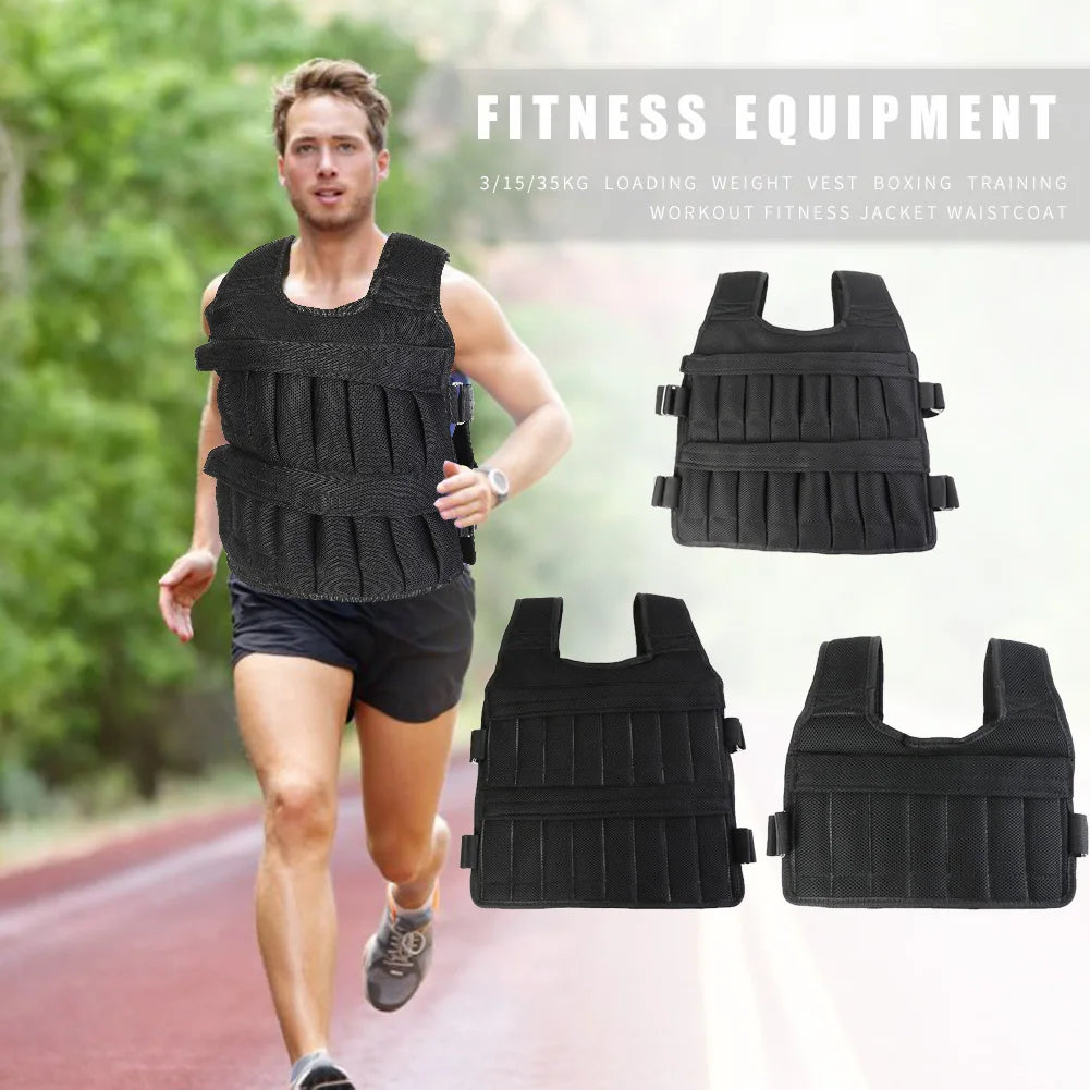 3/15/50kg Loading Weight Vest Adjustable Weighted Training Exercise Waistcoat Jacket Sand Clothing for Running Fitness Equipment