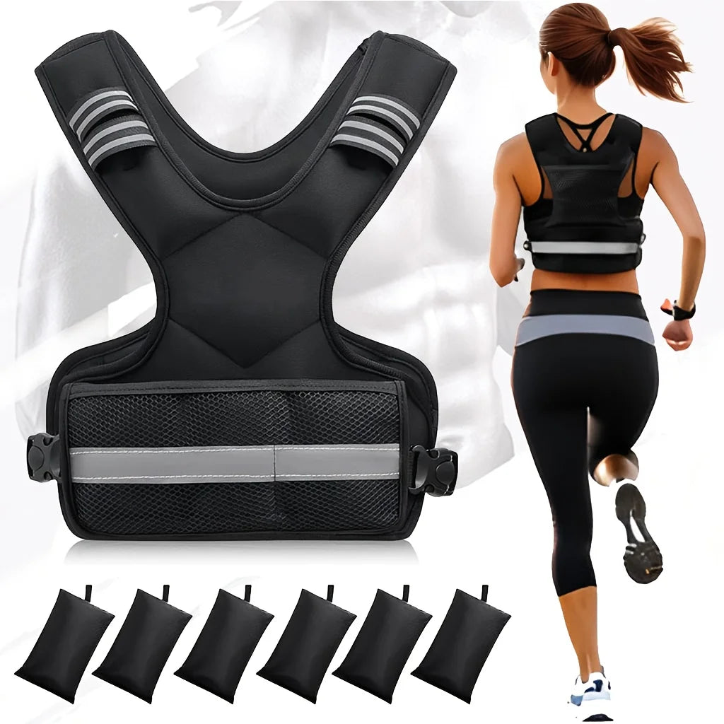 Adjustable Weight Vest 4-10lb,with 6 Weights and Reflective Strips for Strength Training