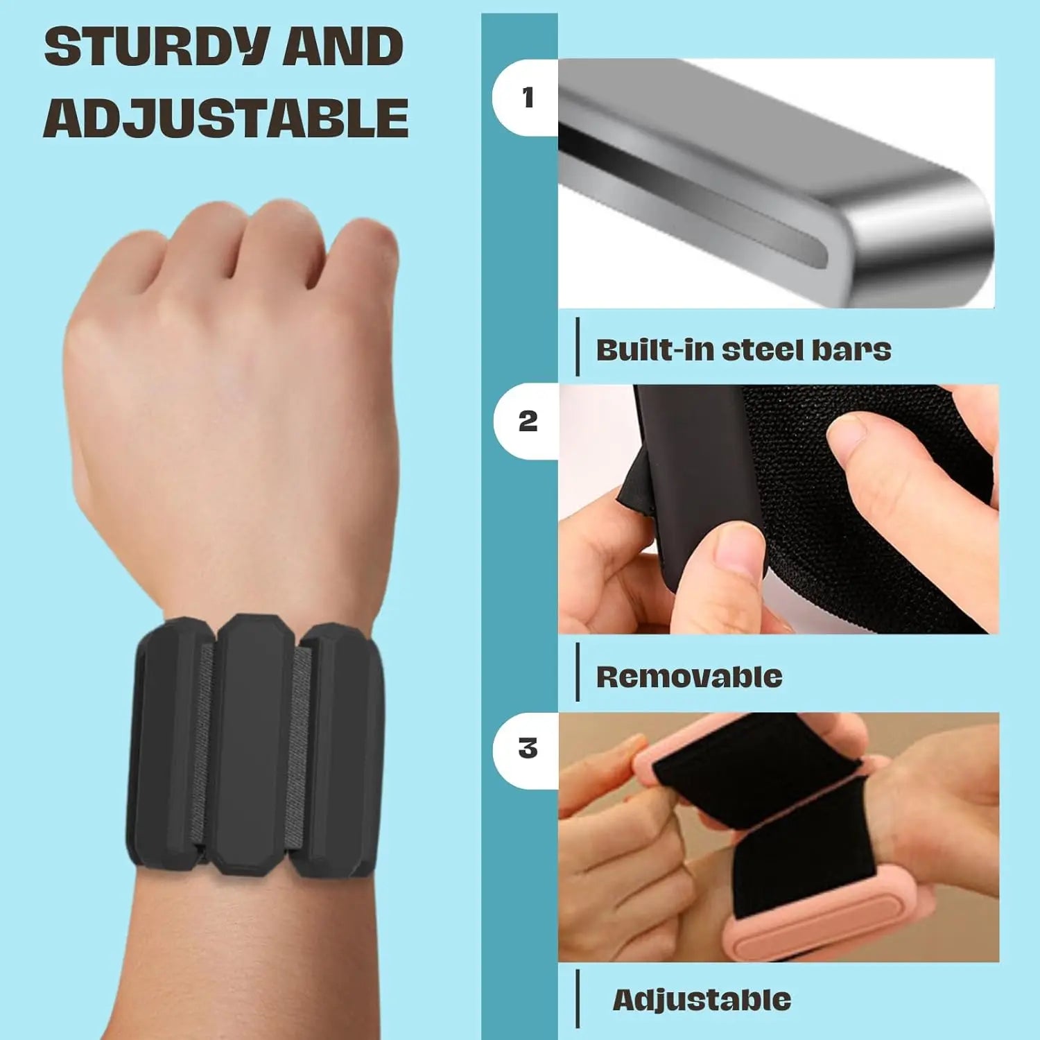 Wrist Ankle Weights Wearable Adjustable Arm Leg Weights Bangles Weighted Pilates Weight Bracelet for Yoga Barre Walking Gym
