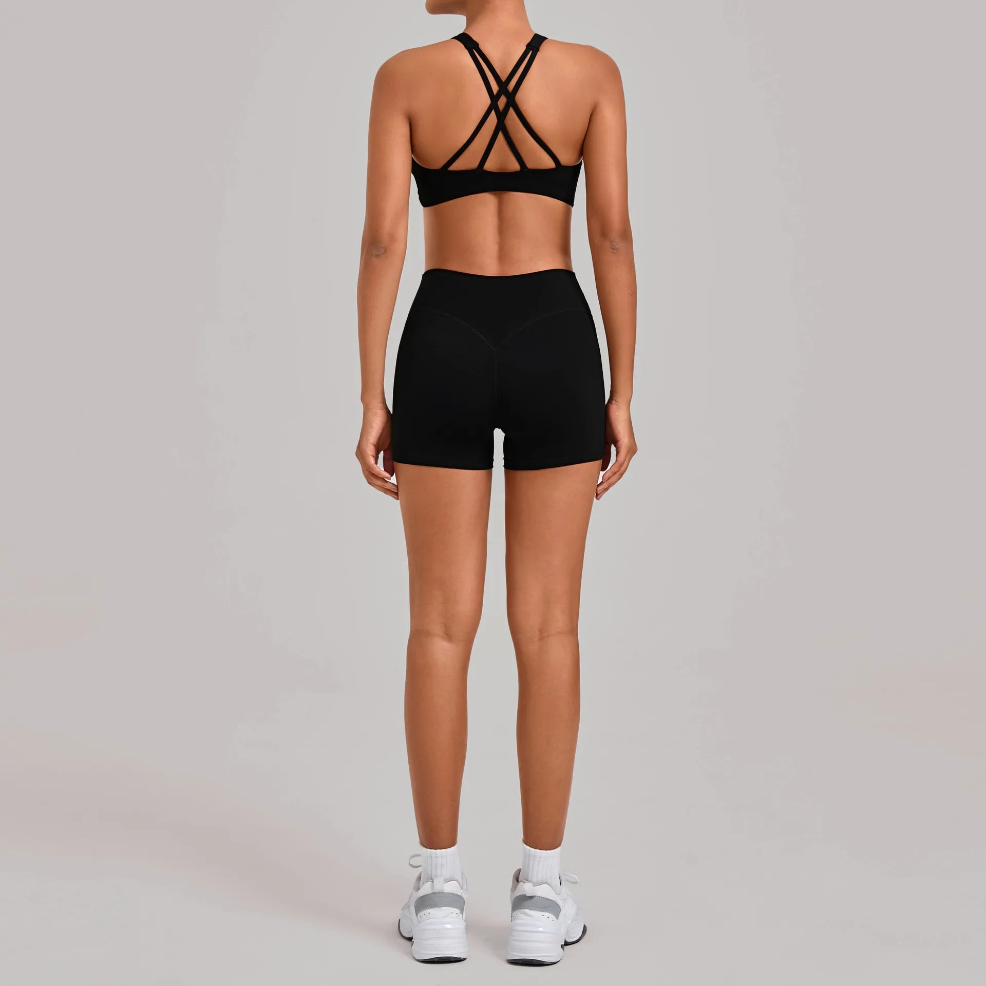Gym Workout Clothing Detachable Chest Pad Cross Back Vest Yoga Shorts Sets Tight Quick-Dry Fitness Sports Shorts Suits for Women