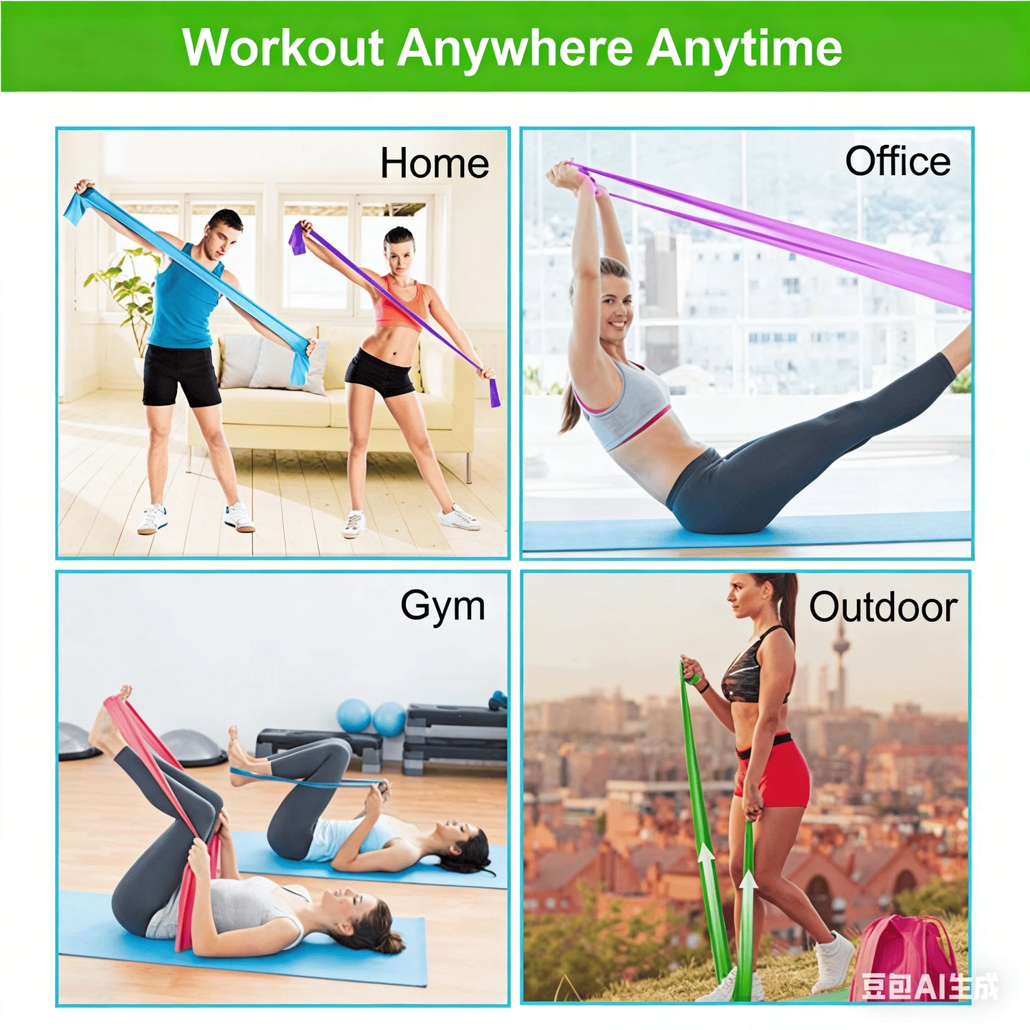 Resistance Bands Portable Yoga Pilates Hip Circle Workout Bands Latex Tension Gym Home Strength Training Fitness Belt