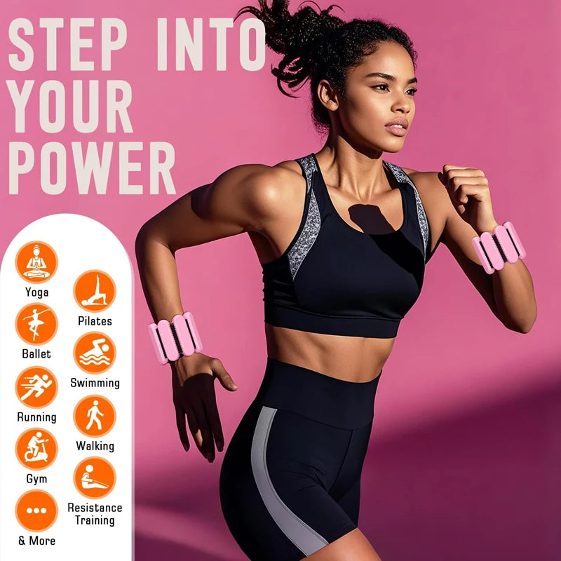 1Pair Ankle Weights for Women,2 lbs/4 lbs Adjustable Wrist Arm Weights for Women &amp; Men Yoga Training Walking Jogging Aerobics