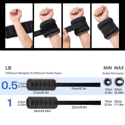 1 Pair Ankle Wrist Weights for Men and Women, (0.25kg/0.5kg Each Pack) Leg Arm Wrist Weights with Adjustable Strap for Fitness