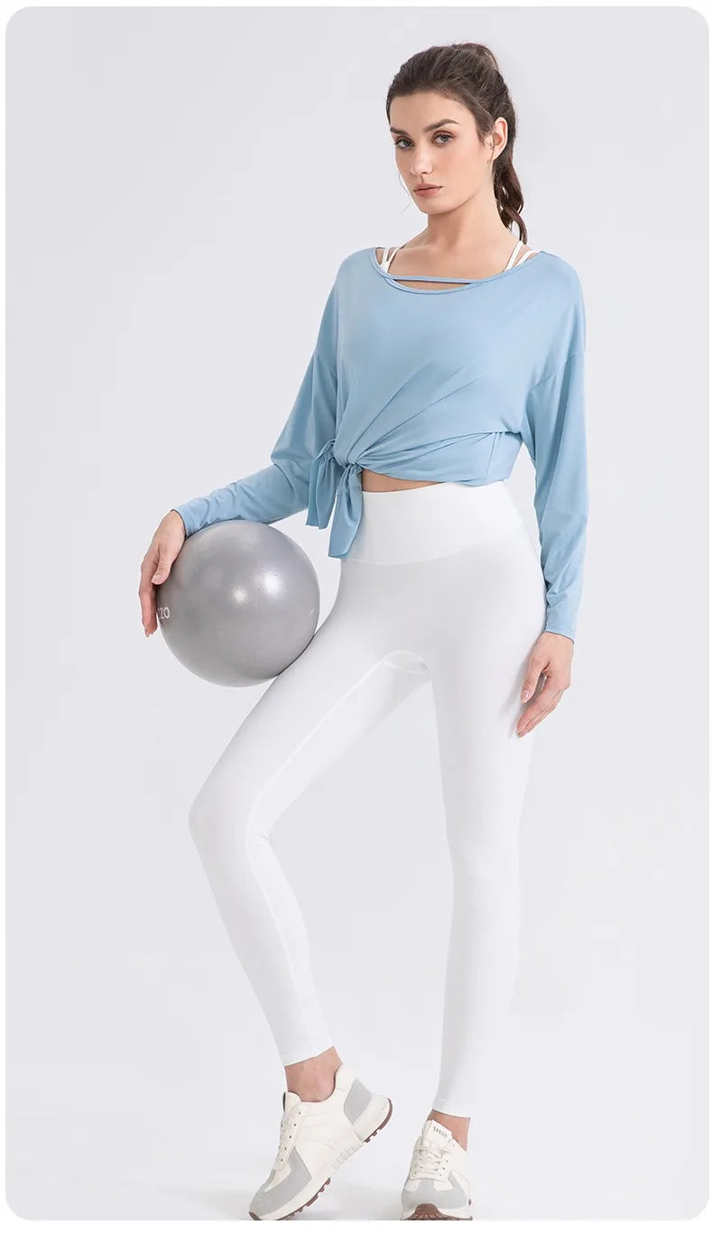 Women Cool Long Sleeve Yoga Cover Up Loose Breathable Fitness Workout Tops for Pilates