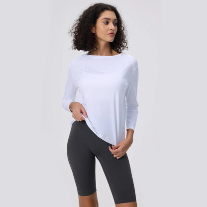 Yoga Long Sleeve Workout Top Running Clothes Physical Shirts &amp; Blouses Top Fitness Loose T-shirt Clothing Sportswear Woman Gym