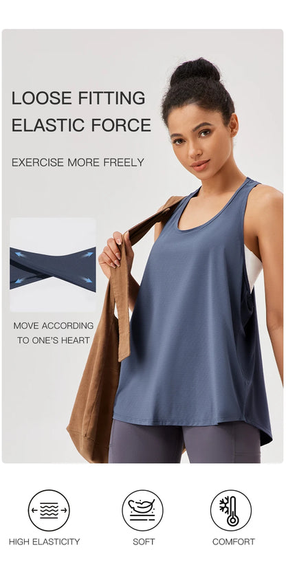 Women Gym Yoga Vest Athletic Fitness Sports Tank Tops Quick Dry Running Blouse Workout Tops Sleeveless Back Yoga Shirts Gym Top
