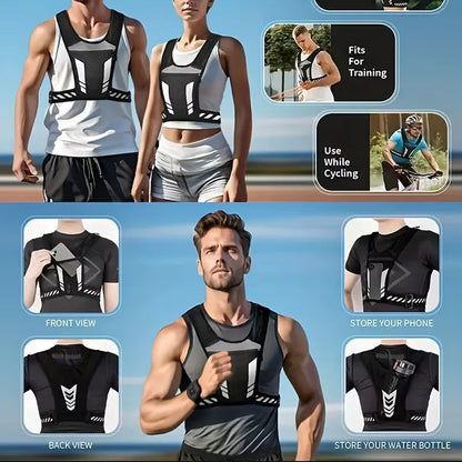 Adjustable Weighted Vest for Running &amp; Fitness, Unisex Workout Vest with Reflective Strips, Breathable Strength Training Jacket