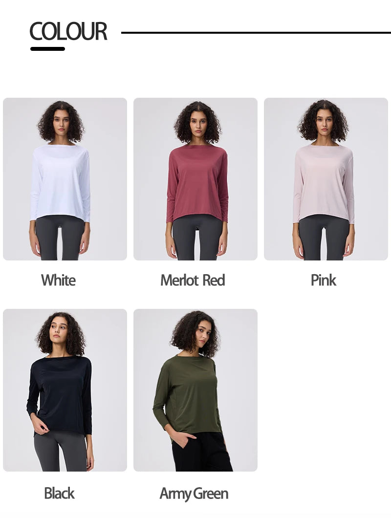 Yoga Long Sleeve Workout Top Running Clothes Physical Shirts &amp; Blouses Top Fitness Loose T-shirt Clothing Sportswear Woman Gym