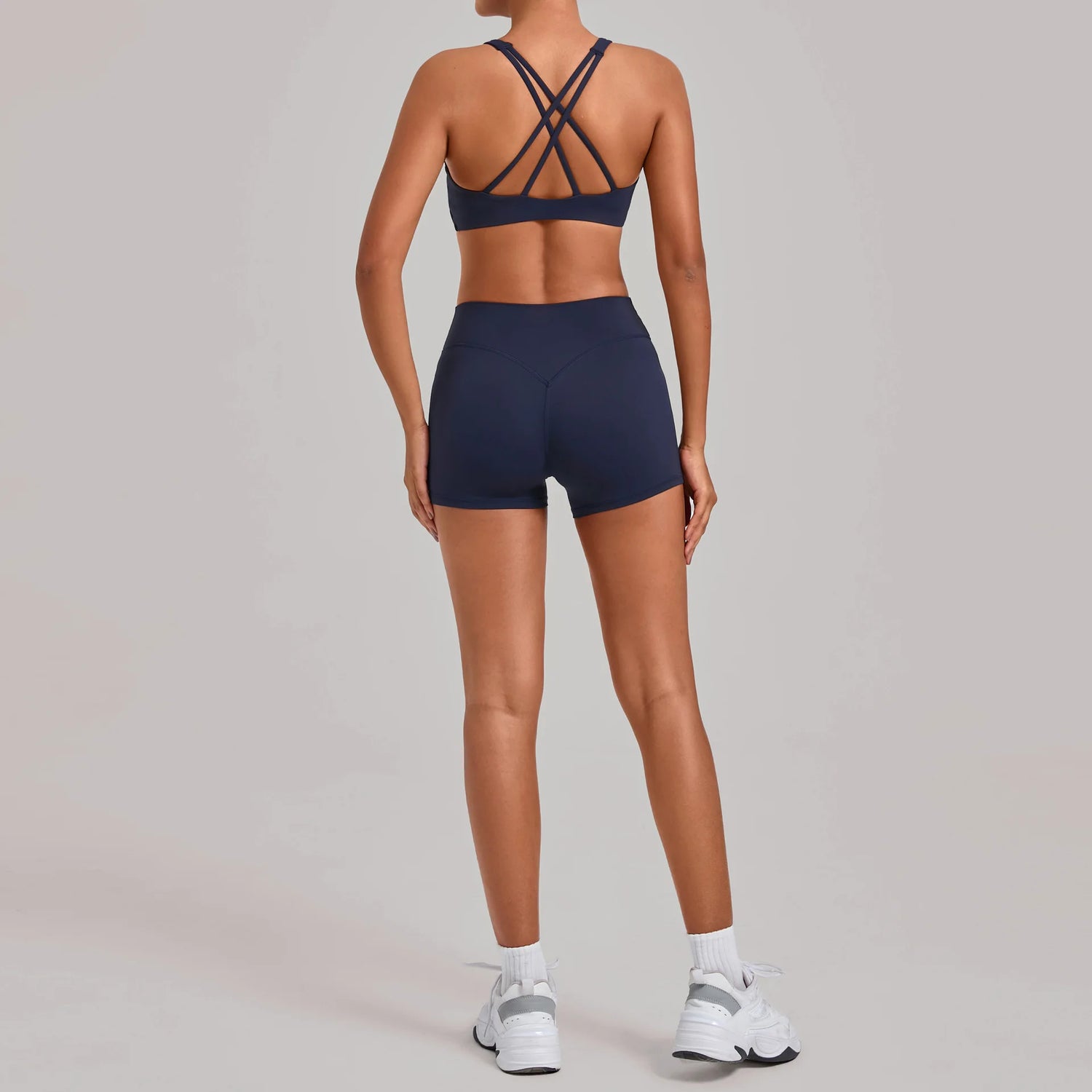Gym Workout Clothing Detachable Chest Pad Cross Back Vest Yoga Shorts Sets Tight Quick-Dry Fitness Sports Shorts Suits for Women