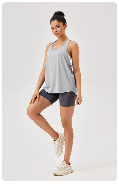 Women Gym Yoga Vest Athletic Fitness Sports Tank Tops Quick Dry Running Blouse Workout Tops Sleeveless Back Yoga Shirts Gym Top