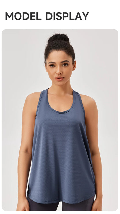 Women Gym Yoga Vest Athletic Fitness Sports Tank Tops Quick Dry Running Blouse Workout Tops Sleeveless Back Yoga Shirts Gym Top