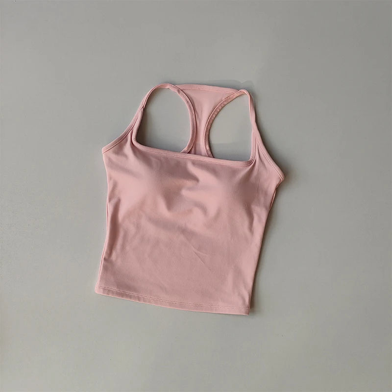 Sports and Fitness Vest with Chest Pad Summer Shockproof Beauty Back Nude Feeling Suit Pilates Training Yoga Top Yoga Clothing
