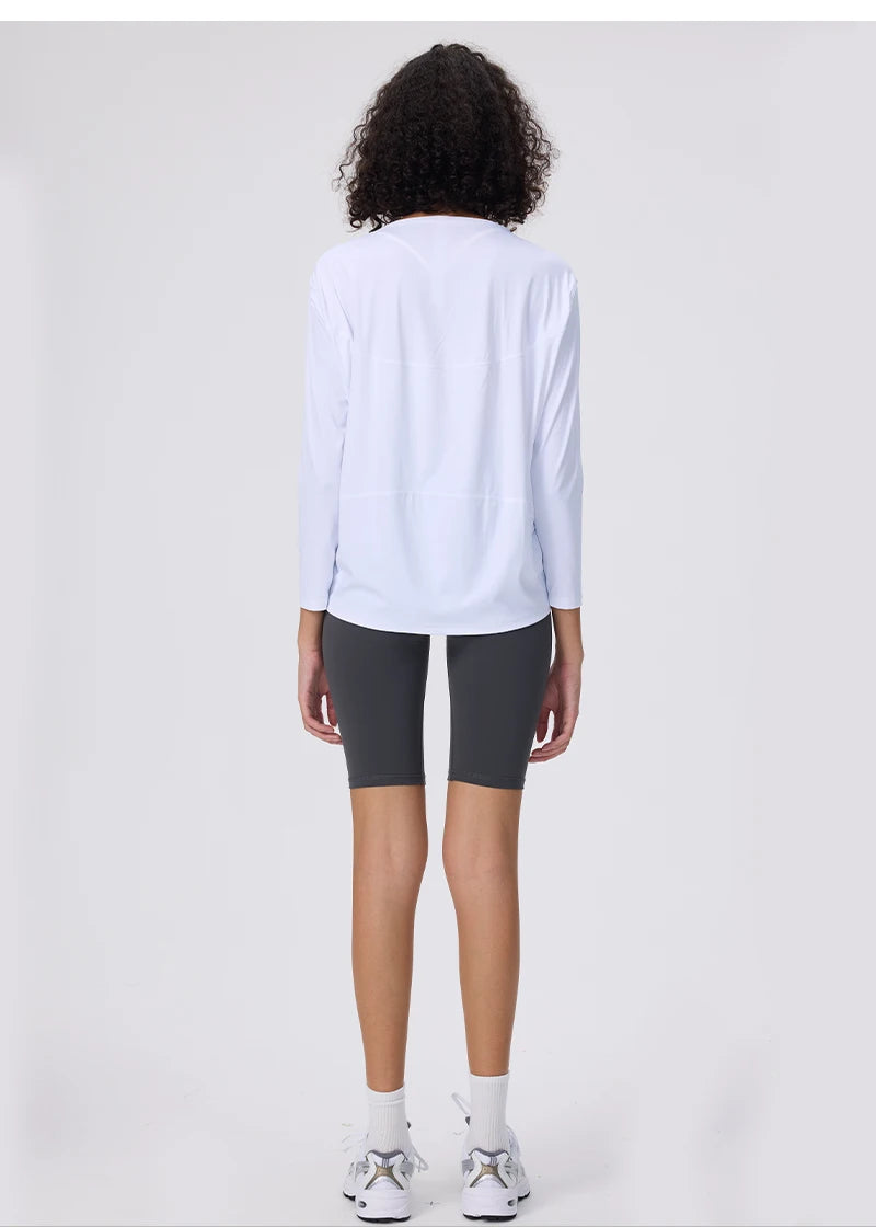 Yoga Long Sleeve Workout Top Running Clothes Physical Shirts &amp; Blouses Top Fitness Loose T-shirt Clothing Sportswear Woman Gym
